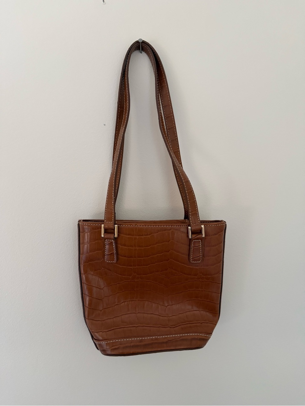 Liz Claiborne Classic Croc-Embossed Brown Shoulder Mini Tote
